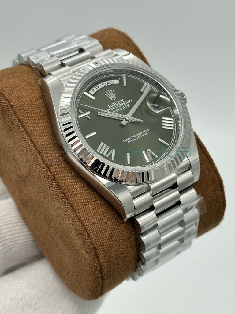 elitnij superclon rolex day date 40 mm president olive green roman dial ref.m228236 0008 20 watchhub