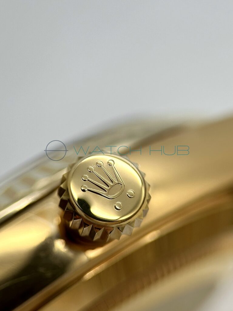 elitnaja replica rolex day date 40 mm yellow gold president bright black dial ref.m228238 0067 17 watchhub