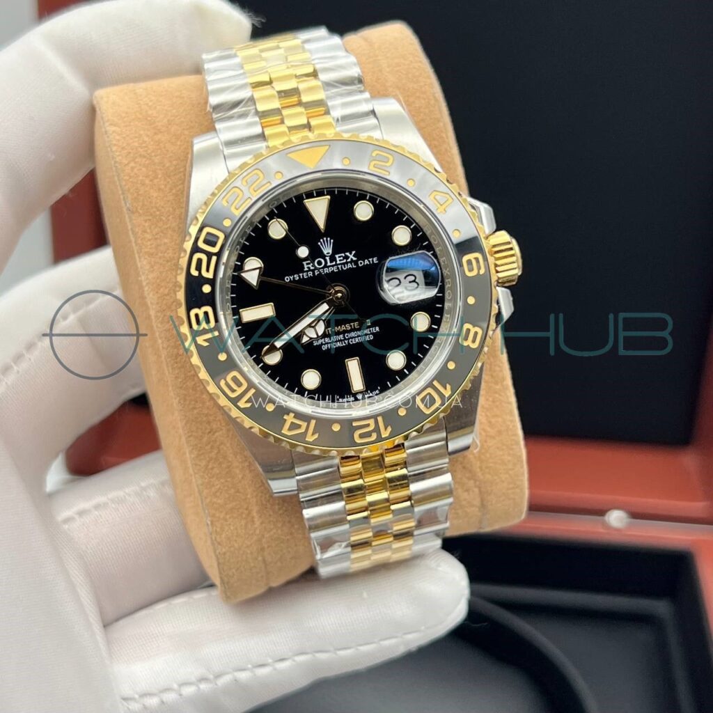 elitnij godinnyk rolex gmt master ii 40 mm yellow combined black grey jubilee ref.m126713grnr 0001 3
