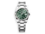rolex datejust 36 white rolesor fluted oyster green watchhub