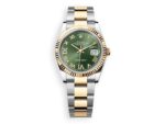 rolex datejust 36 yellow rolesor fluted oyster greeen watchhub