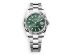 rolex datejust white rolesor fluted oyster green decor watchhub