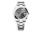 rolex datejust white rolesor smooth oyster dark grey watchhub