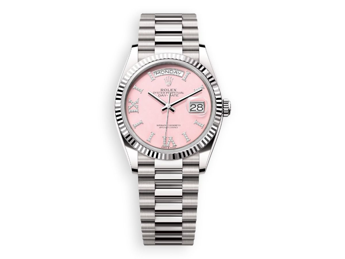rolex day date rolex white gold fluted president pink watchhub