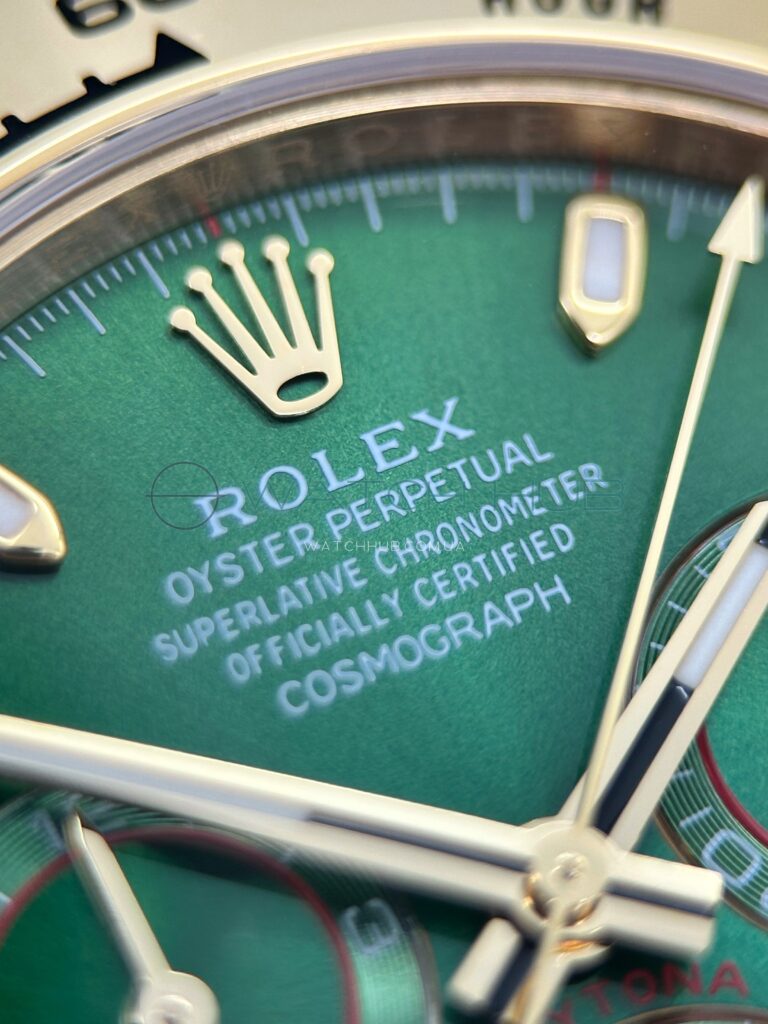 kupit elitnyu replicu rolex cosmograph daytona 4130 yellow gold green dial ref.m116508 0013 1 watchhub