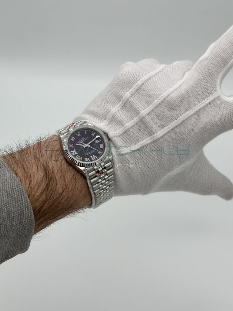 kupit elitnyu replicu rolex datejust 36 mm jubilee fluted bezel aubergine dial ref.m126234 0021 7 watchhub