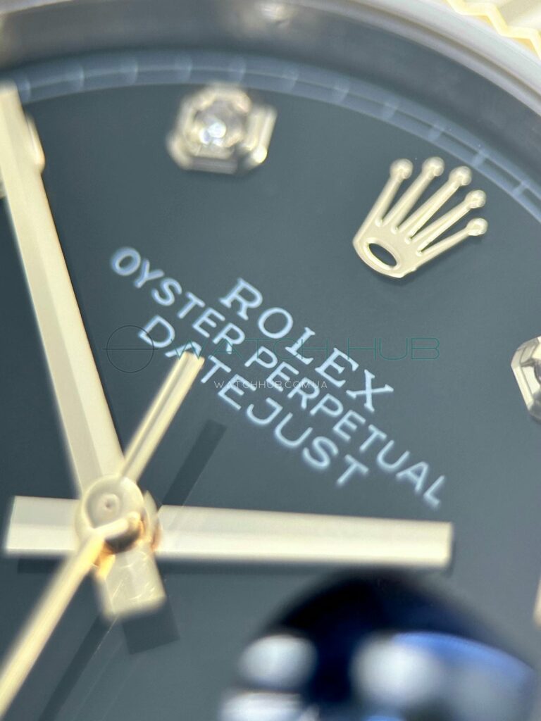 kupit rolex datejust 36 mm jubilee yellow combined fluted bezel black dial diamonds ref.m126233 0021 8 watchhub
