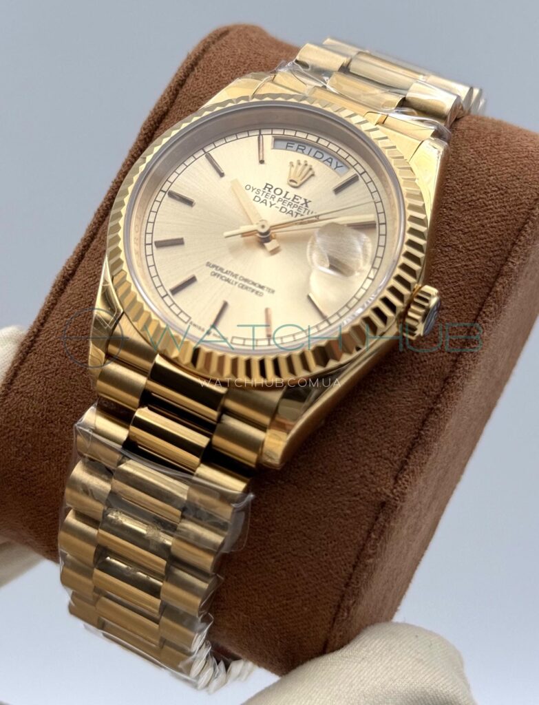 kupit tochnyu copiu rolex day date 36 mm yellow gold champagne colour ref.m128238 0045 1 watchhub