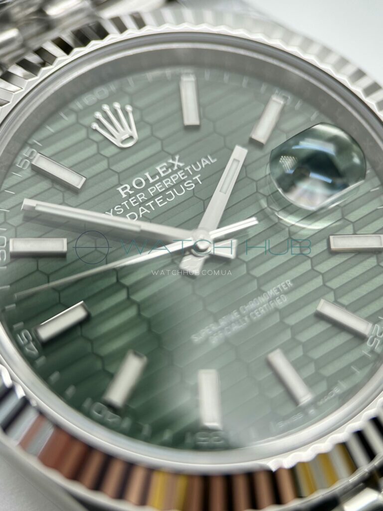 superclon rolex datejust 41 mm jubilee mint green fluted motif dial ref.m126334 0030 12 watchhub