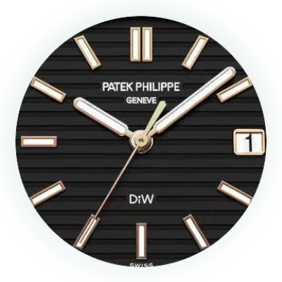 Patek Philippe Diw Carbon Nautilus 57111A Rose Gold Black Grail main dial