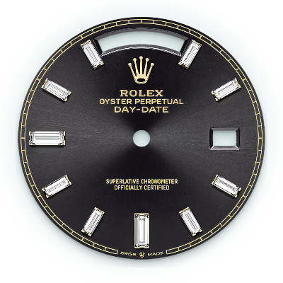 Bright black baget diamonds dial Day Date
