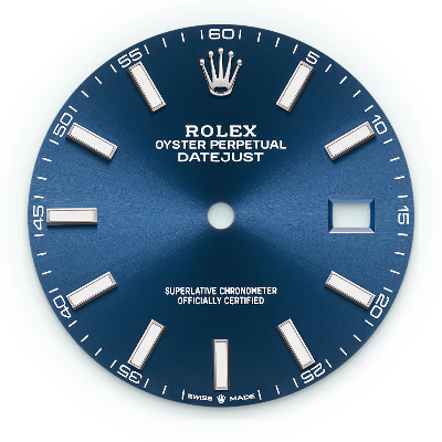 Bright blue indexes dial