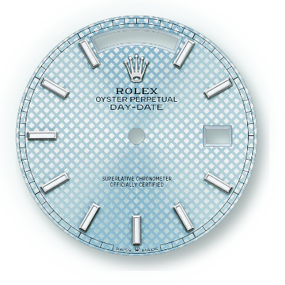 Guilloche ice blue index dial Day Date