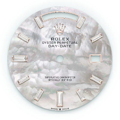 mother of pearl baget diamonds dial Day Date